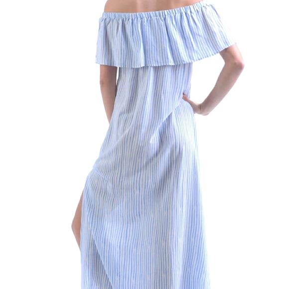 Walker & Wade NWOT Dana Periwinkle‎ Stripe Convertible Summer Maxi Dress Small - Picture 7 of 11